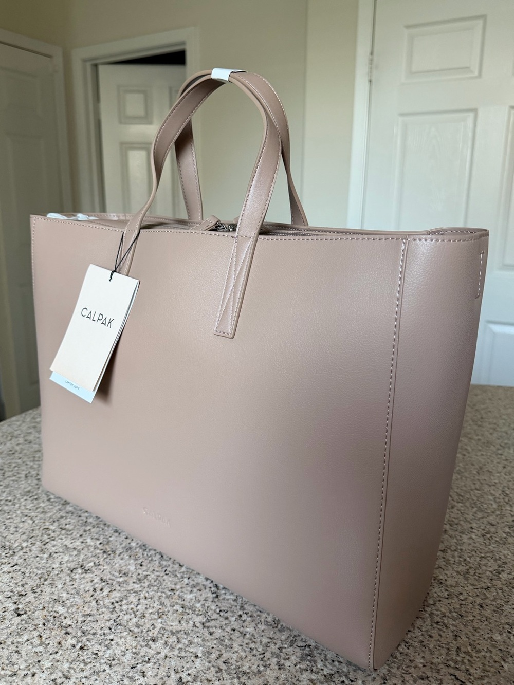 Calpak Taupe Laptop Tote Bag